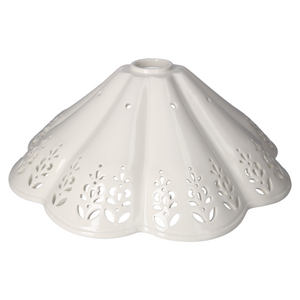 Pantalla de Cerámica Blanca Perforada, Estilo Rústico - 38 cm