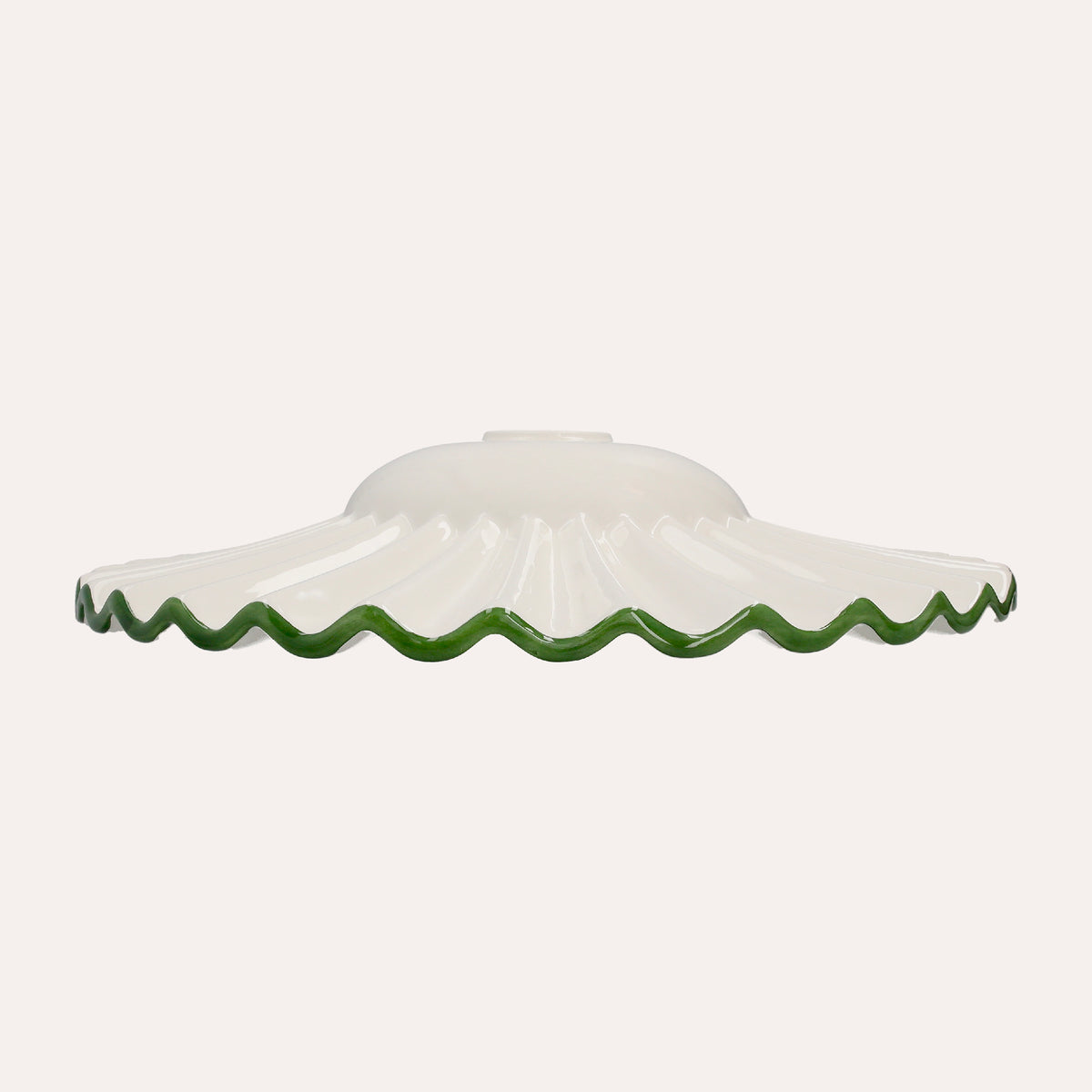White Wavy Ceramic Lampshade With Green Edge Ø. 39cm