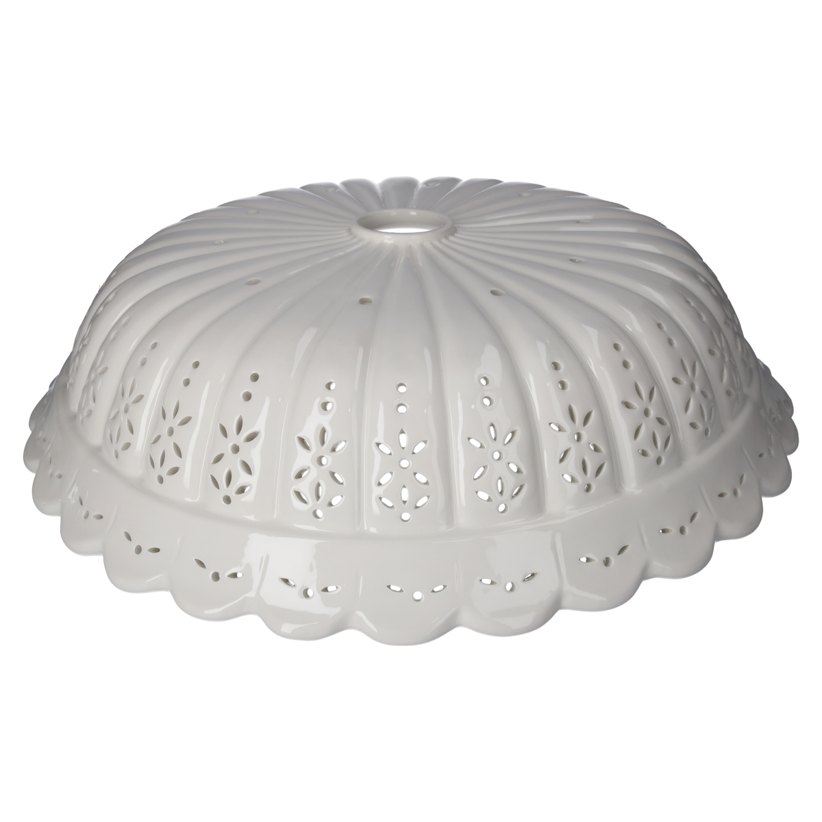 Round Lampshade 42 cm in Perforated White Ceramic