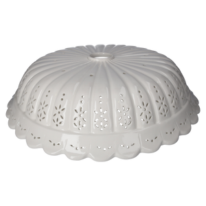 Round Lampshade 42 cm in Perforated White Ceramic