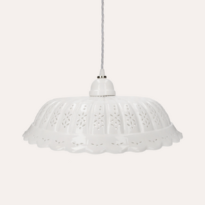 Pendant chandelier in perforated white ceramic - Made in Italy