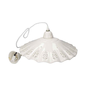 Suspension chandelier in white ceramic with glossy finish - 43 cm