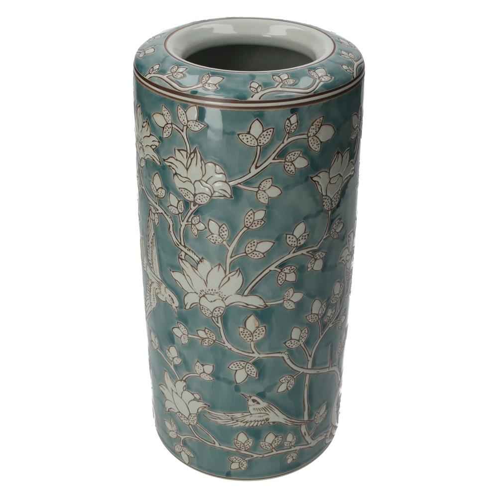 Potiche en Porcelaine Vert Marine à Arabesque Blanche