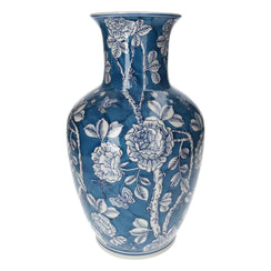 Elegant Porcelain Vase with Flowers and Butterflies