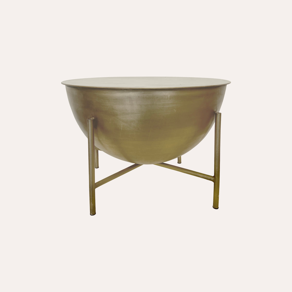 Round Coffee Table in Golden Metal with Thin Feet