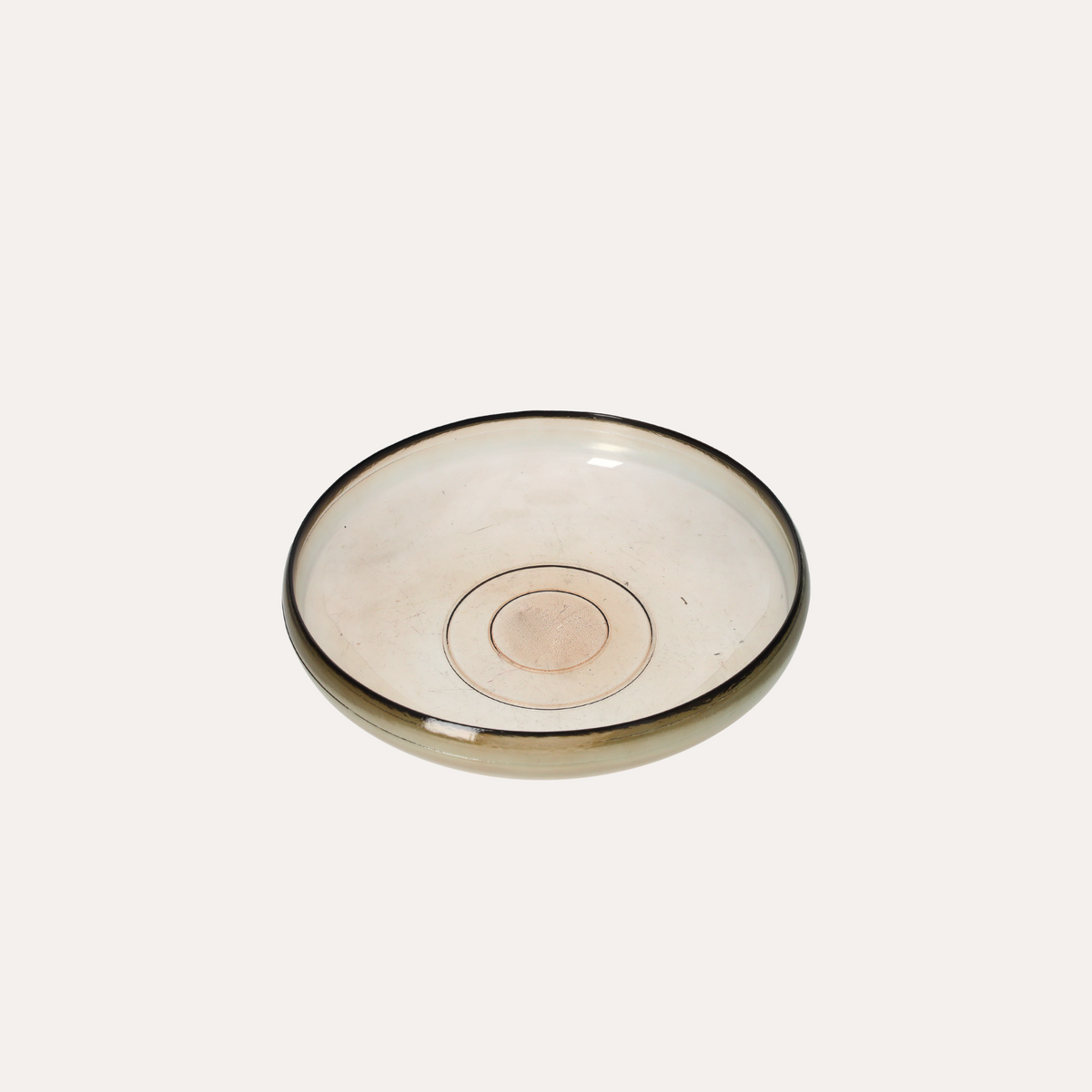 Centre de table rond en verre fumé transparent D 35 H 9