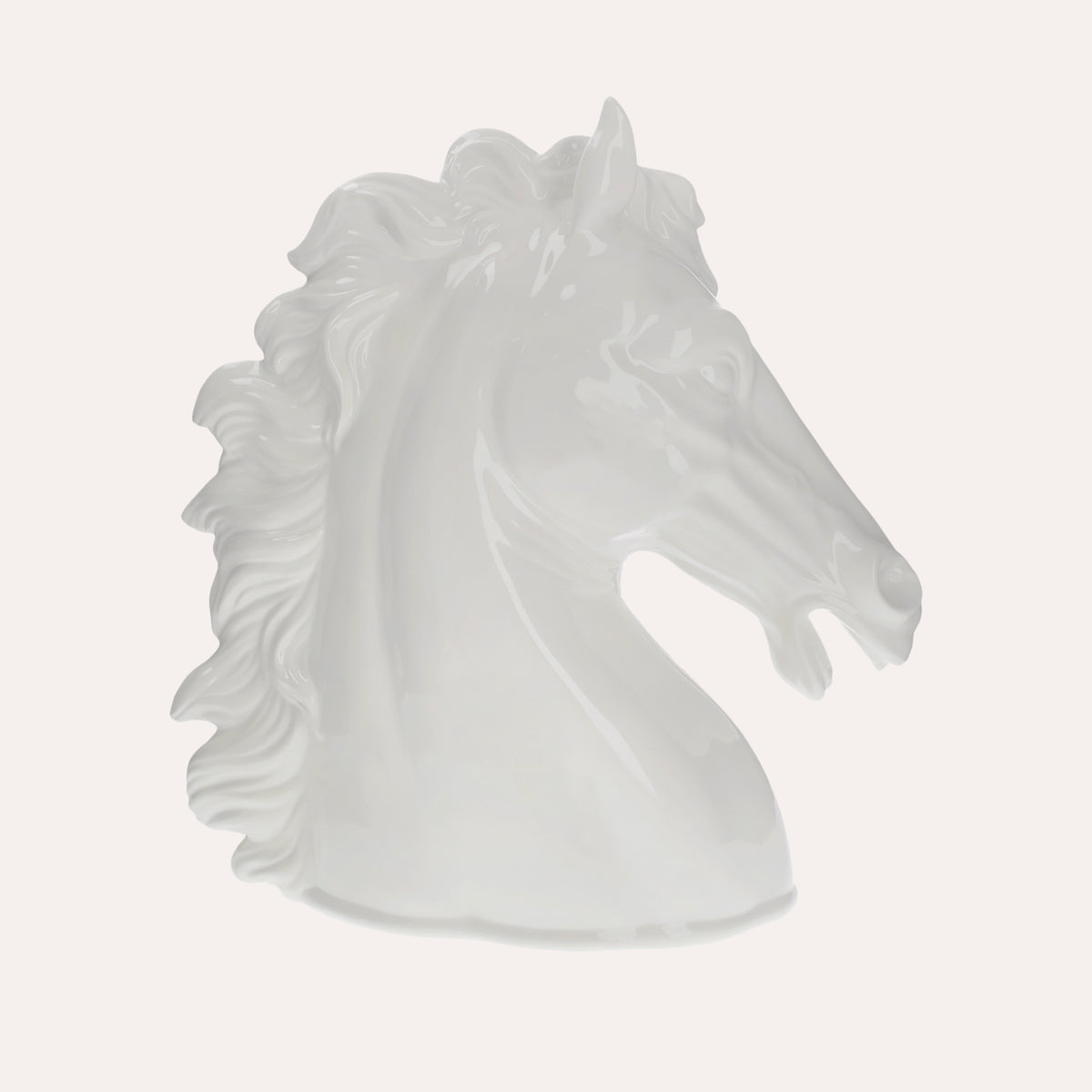 Cabeza de Caballo de Cerámica Blanca H. 50 cm