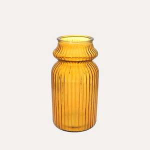 Jarrón bajo de cristal amarillo Rigato AL29 D14,5