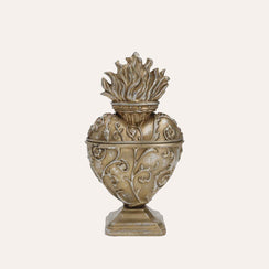 Cofanetto Cuore Sacro in Resina Oro H.18x10x6cm