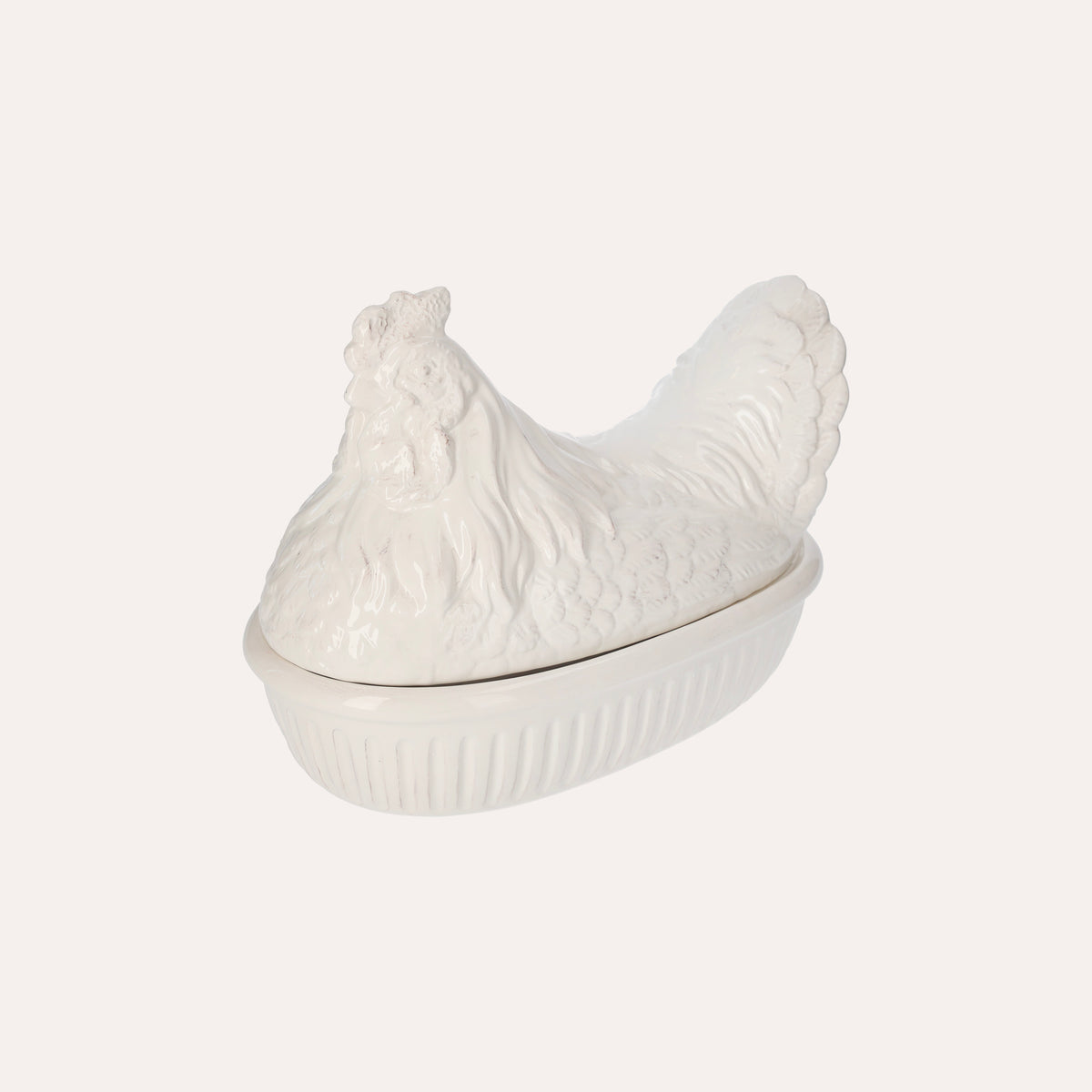 Centre de table en forme de poule en céramique blanche