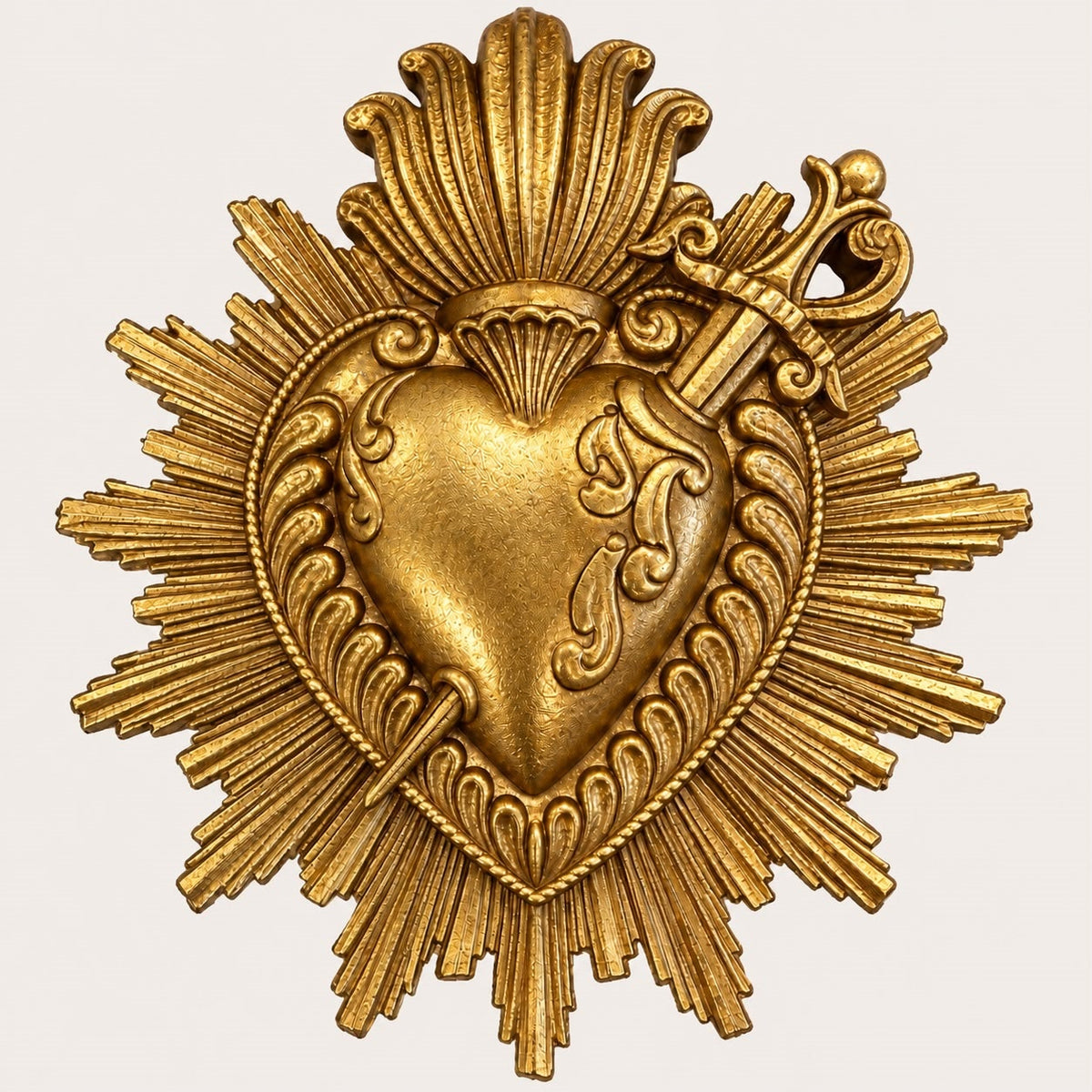 Cuore Sacro con Spada in Resina Oro 13x16 cm - KeyHome Store