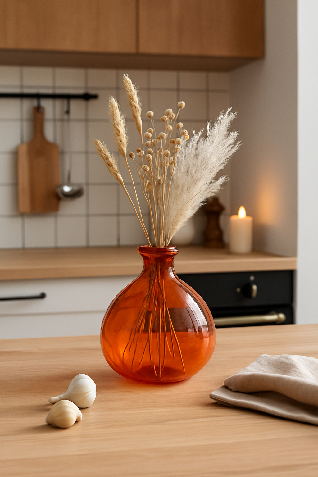 Bol en verre décoratif (18x16cm) - Orange
