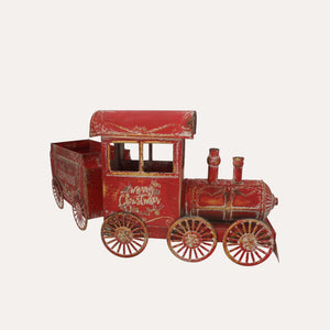 Trem de Natal com Carrinho de Lata Vermelho Alt.68x28 cm - KeyHome Store