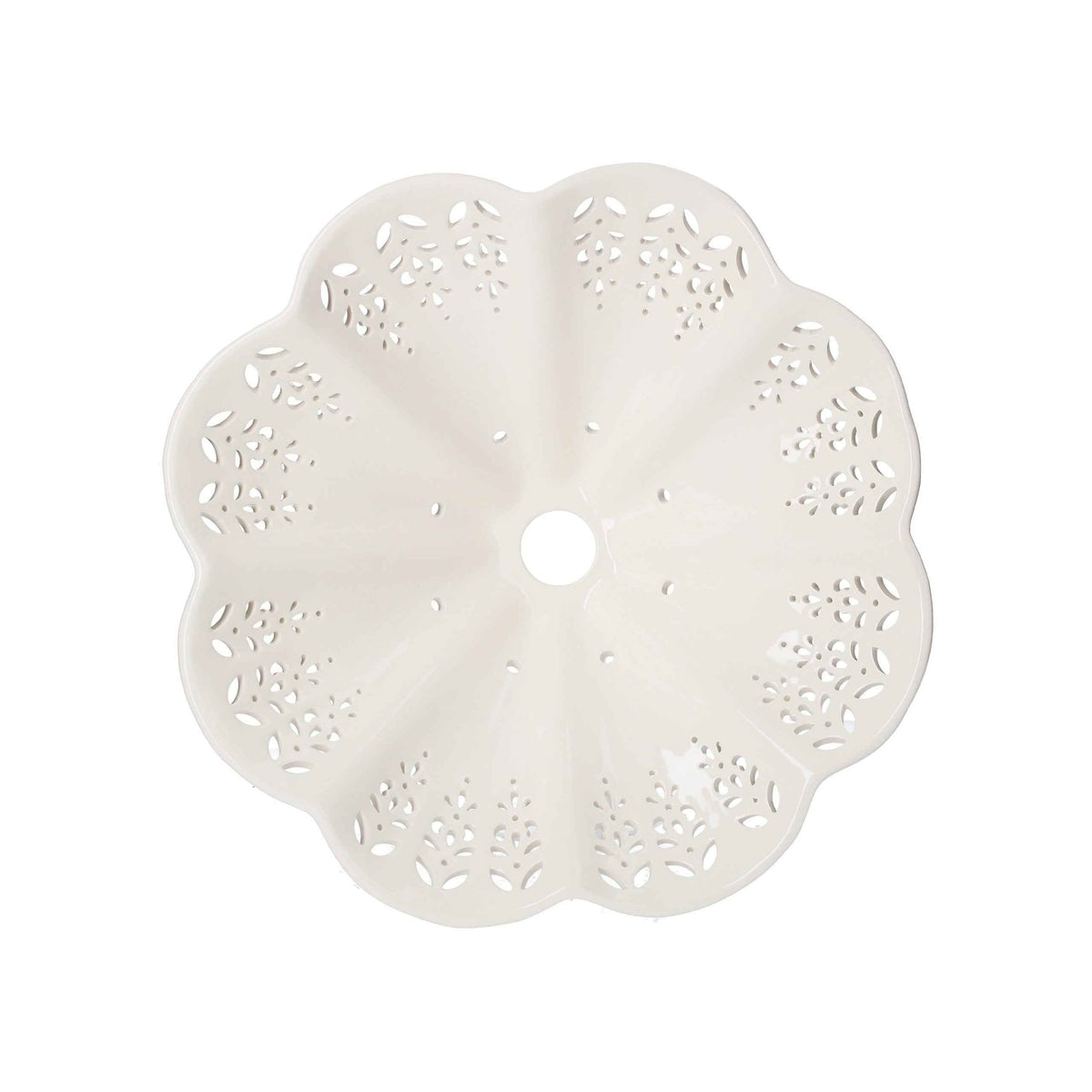 Pantalla de Cerámica Blanca Perforada, Estilo Rústico - 38 cm