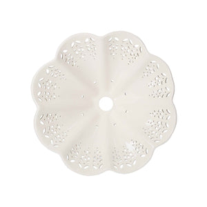 Pantalla de Cerámica Blanca Perforada, Estilo Rústico - 38 cm