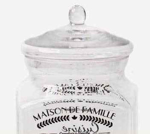 Bocaux en verre avec couvercle et écriture française – Récipients de cuisine de style vintage