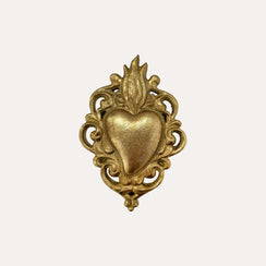 Decorative sacred heart in gold resin H.14x10x3 cm