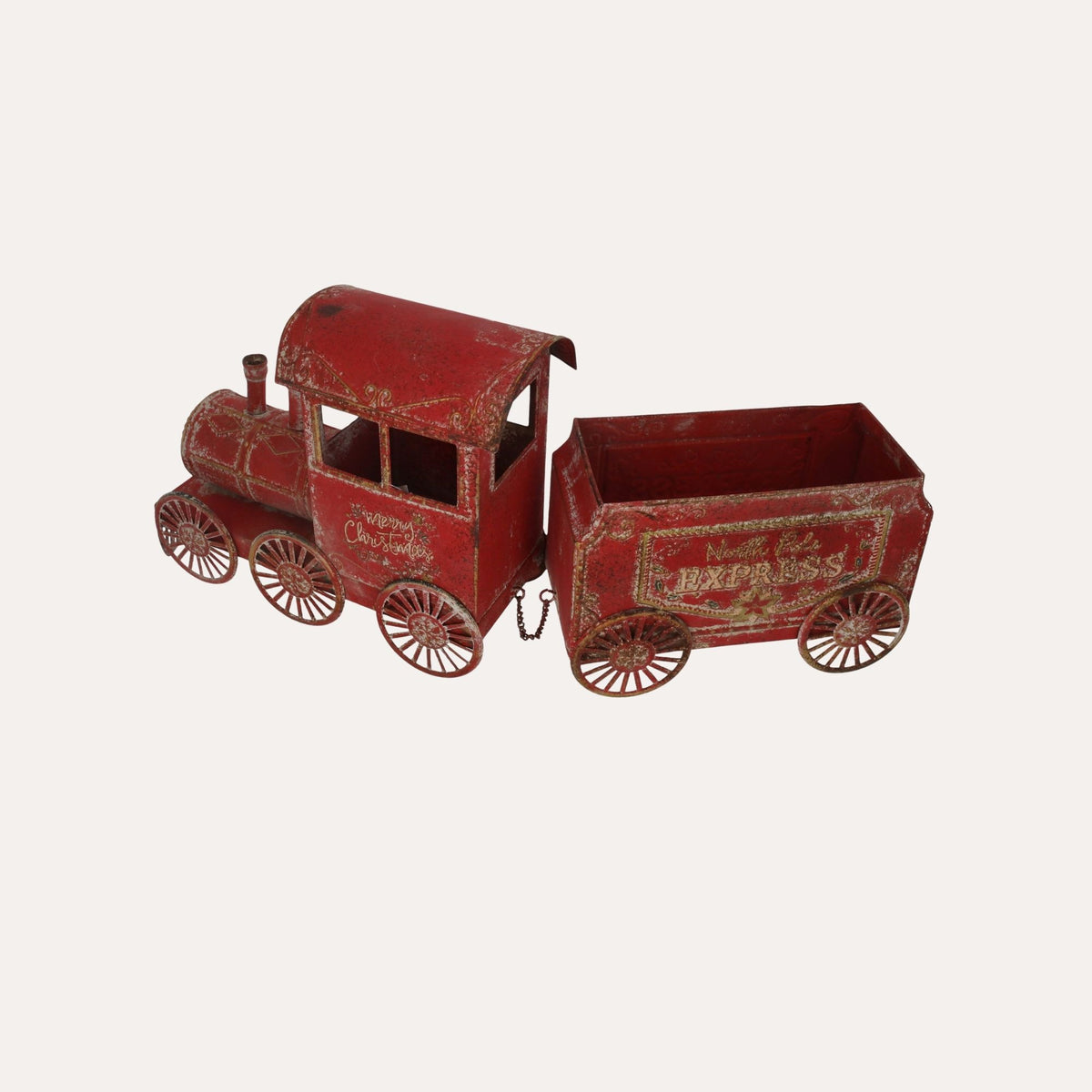 Trem de Natal com Carrinho de Lata Vermelho Alt.68x28 cm - KeyHome Store