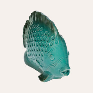 Pez decorativo de cerámica verde aguamarina
