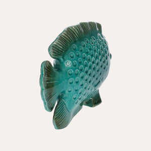 Pez decorativo de cerámica verde aguamarina
