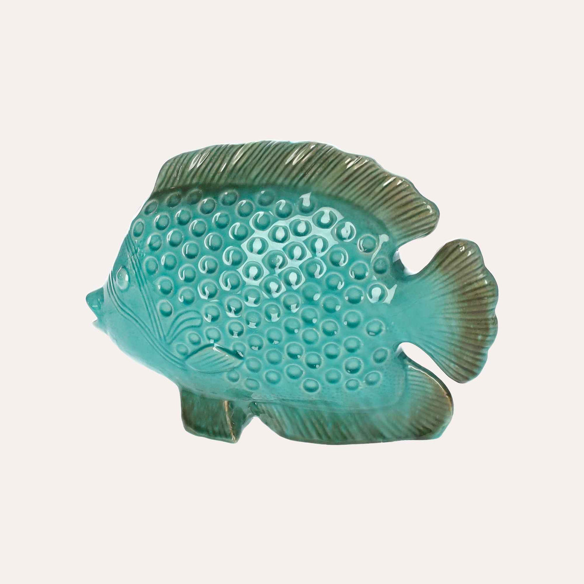 Pez decorativo de cerámica verde aguamarina