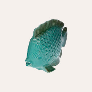 Pez decorativo de cerámica verde aguamarina