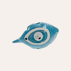 Statuina Pesce in Ceramica Azzurra con LED Integrato