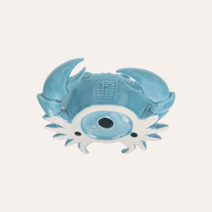 Crab Figurine in Light Blue Ceramic with Glossy Finish