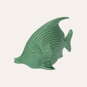 Elegante figura de pez de cerámica verde brillante