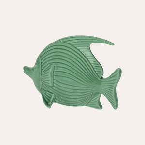 Elegante figura de pez de cerámica verde brillante