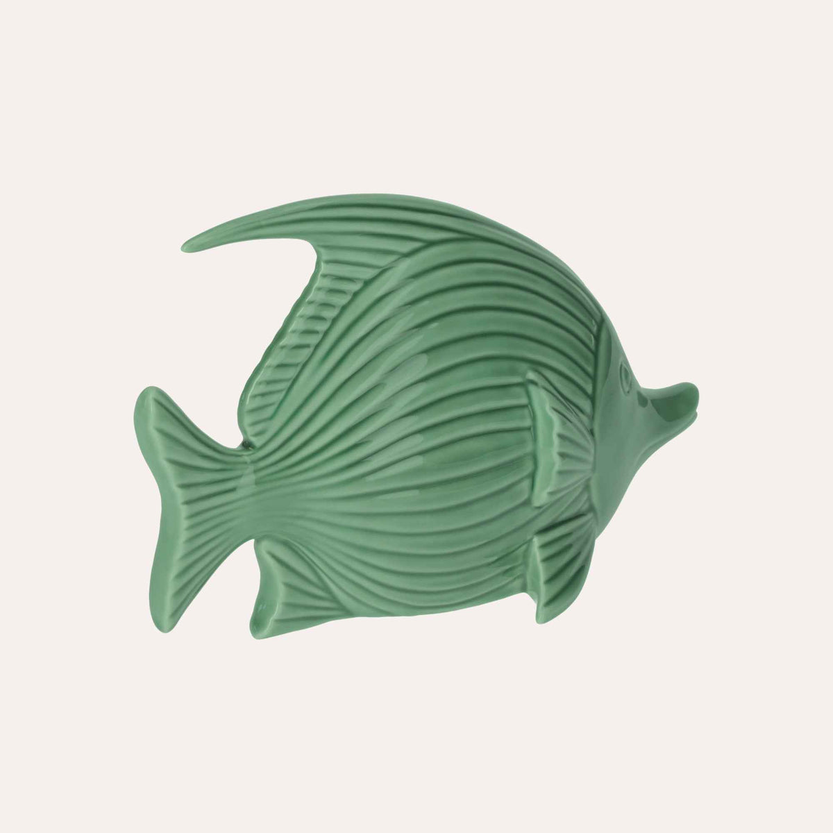 Elegante Statuina di Pesce in Ceramica Verde Lucido