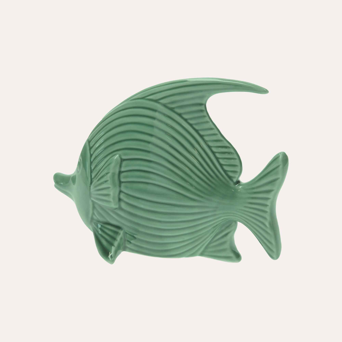 Elegante figura de pez de cerámica verde brillante