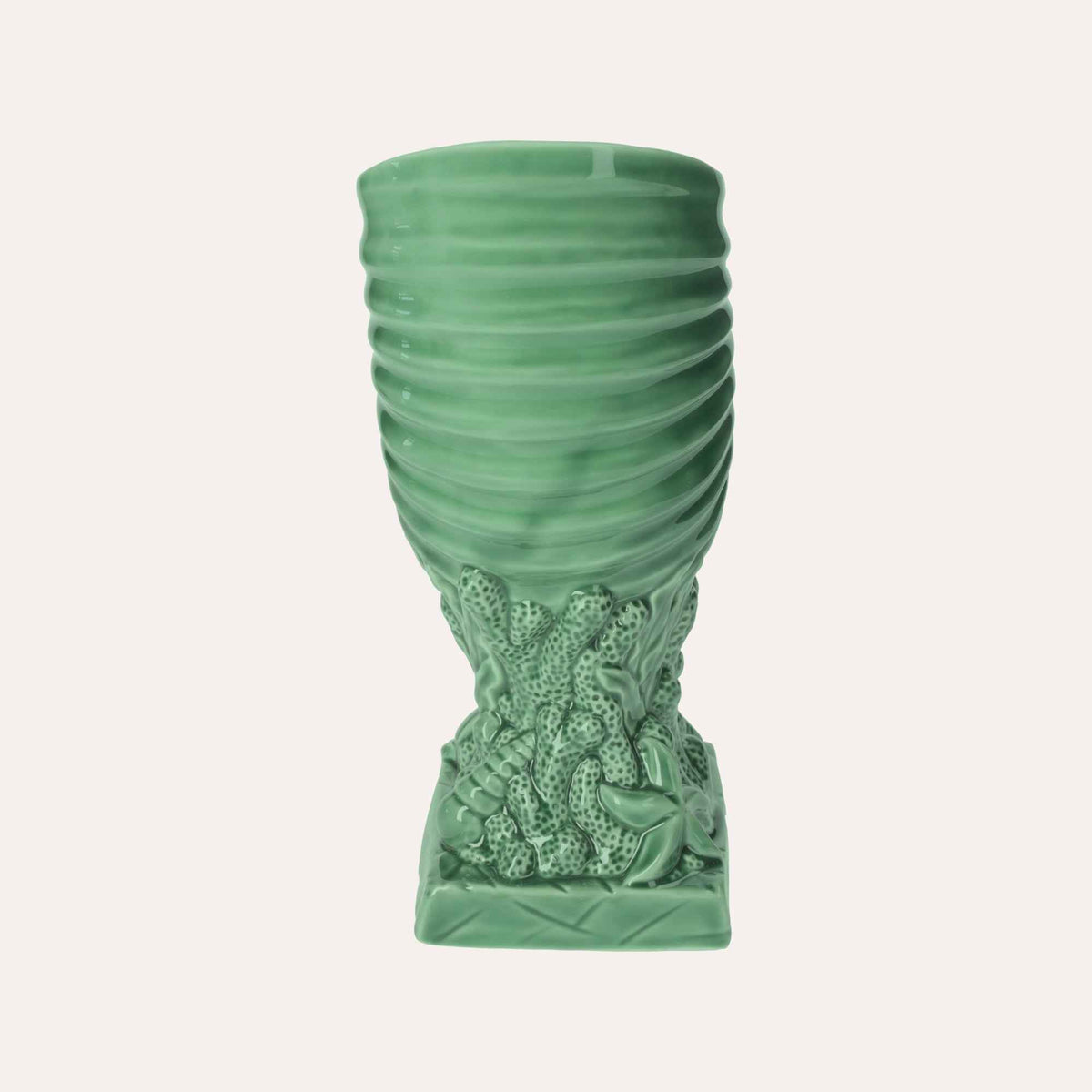 Vaso Nautilus in Ceramica Verde Lucido per Interni