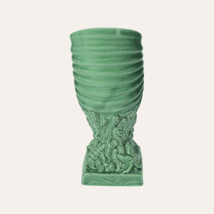 Vaso Nautilus in Ceramica Verde Lucido per Interni