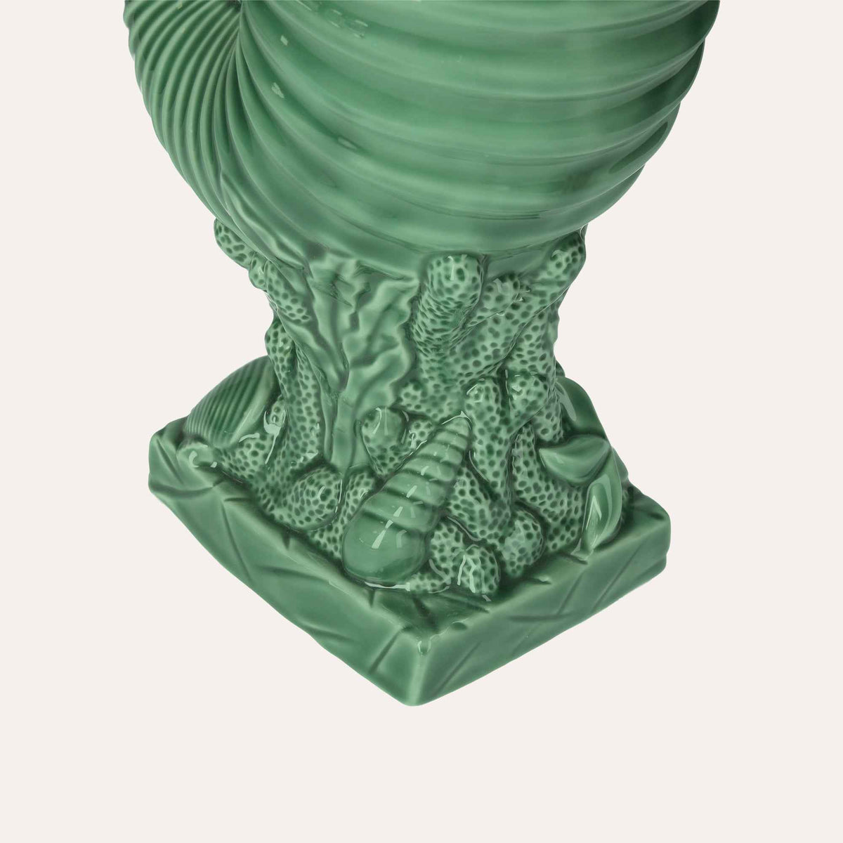 Vaso Nautilus in Ceramica Verde Lucido per Interni