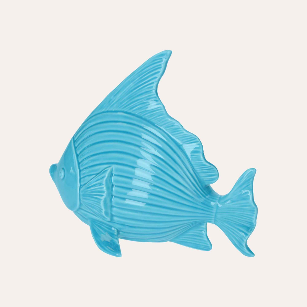 Statuina Decorativa Pesce in Ceramica Azzurro Turchese
