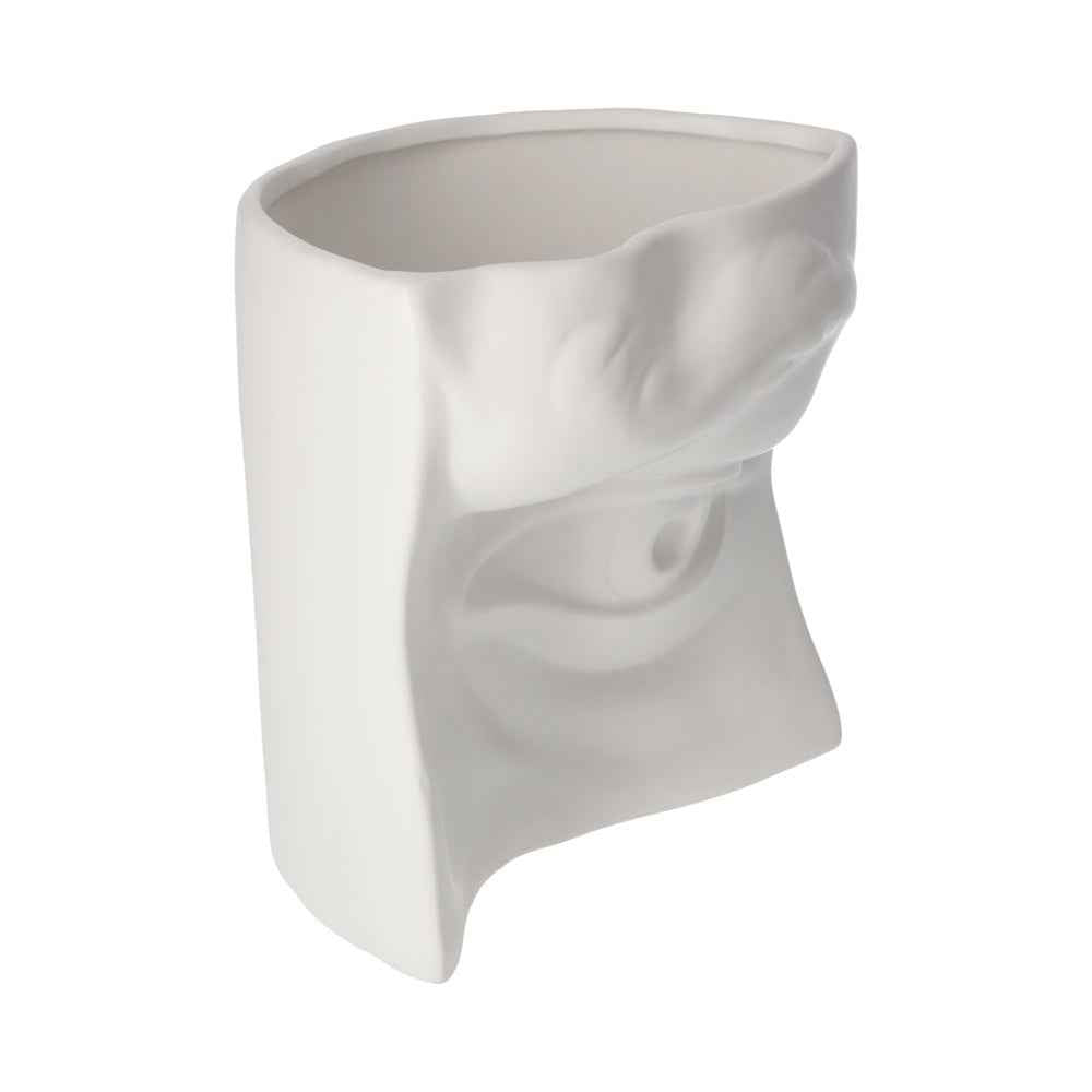 Jarrón de cerámica blanco mate con forma de ojo