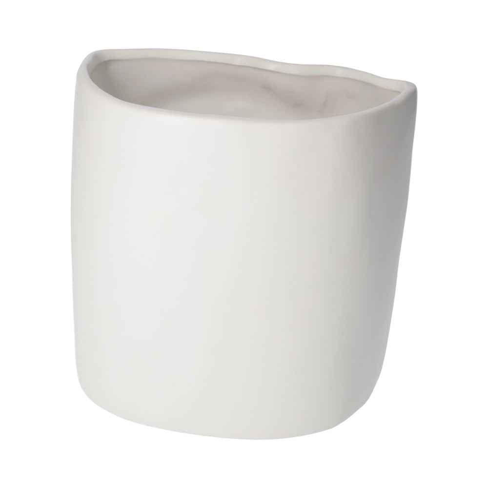 Jarrón de cerámica blanco mate con forma de ojo