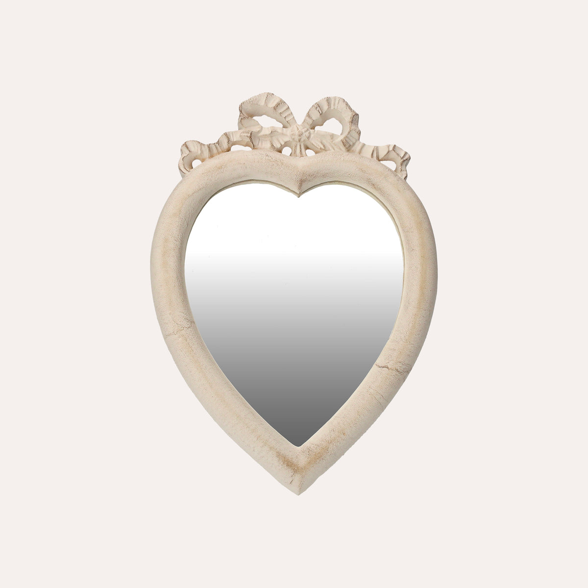 Marco de corazón con espejo blanco.