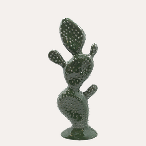 Dekorativer Feigenkaktus aus grüner Keramik, H. 48 x 20 x 10 cm