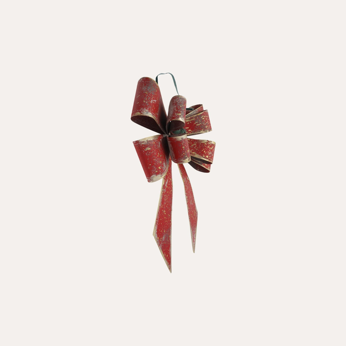 Laço de Natal em Lata Vermelha e Dourada Alt.50x37 cm - KeyHome Store