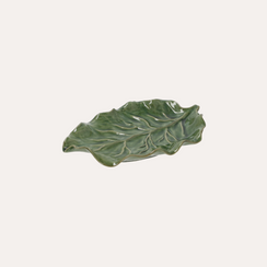 Bandeja de bolsillo en forma de hoja de cerámica verde Al.4,5 x 33 x 21 cm