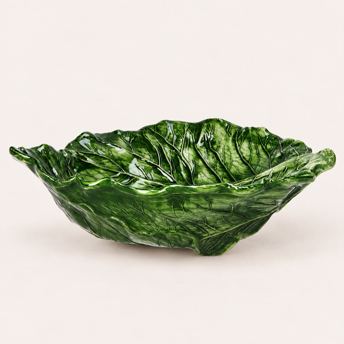 Fruttiera Verza in Ceramica Verde Smeraldo 33×31×10cm