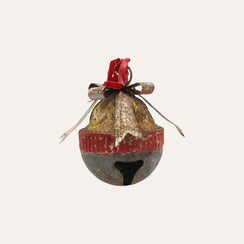 Bolota de Natal em Lata Dourada e Vermelha Alt.22x25 cm
