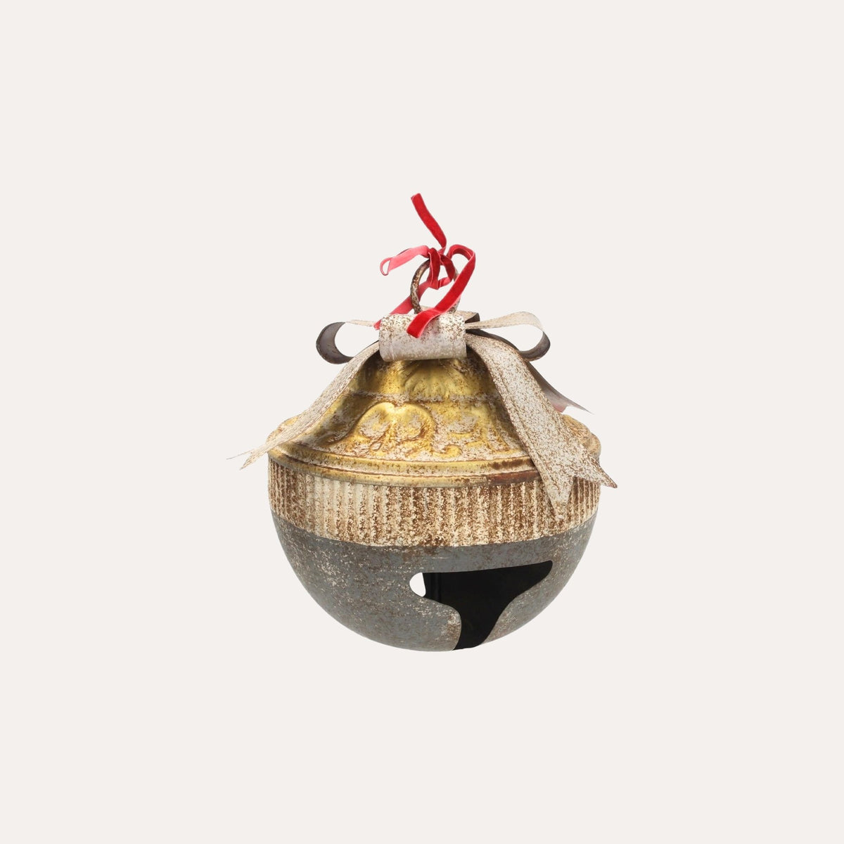 Bolota de Natal em Lata Verde e Dourada Alt.35x35 cm - KeyHome Store