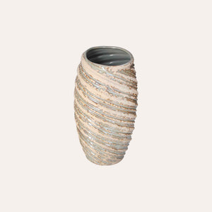 Jarrón Espiral de Cerámica Marfil con Purpurina