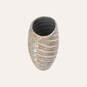 Jarrón Espiral de Cerámica Marfil con Purpurina