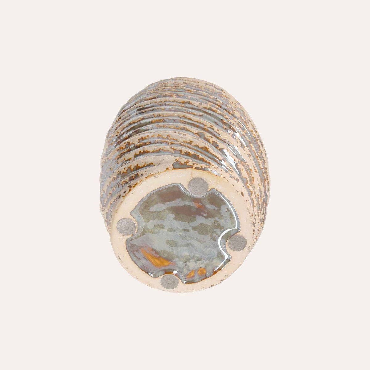 Jarrón Espiral de Cerámica Marfil con Purpurina