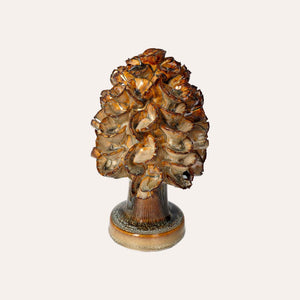 Adorno decorativo de piña de cerámica marrón brillante h. 18cm