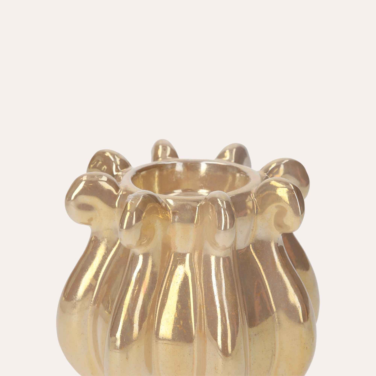 Portacandele Tentacoli in Ceramica Beige Lucido Ø15xH12 cm – Design Modern